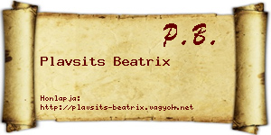 Plavsits Beatrix névjegykártya